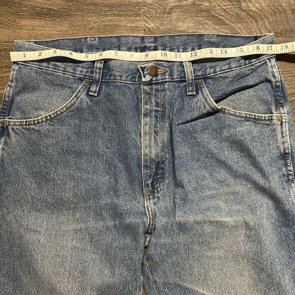 Vintage Rustler Jeans Mens Denim 34x29 Classic Straight Fit Light Wash Workwear - Picture 7 of 10